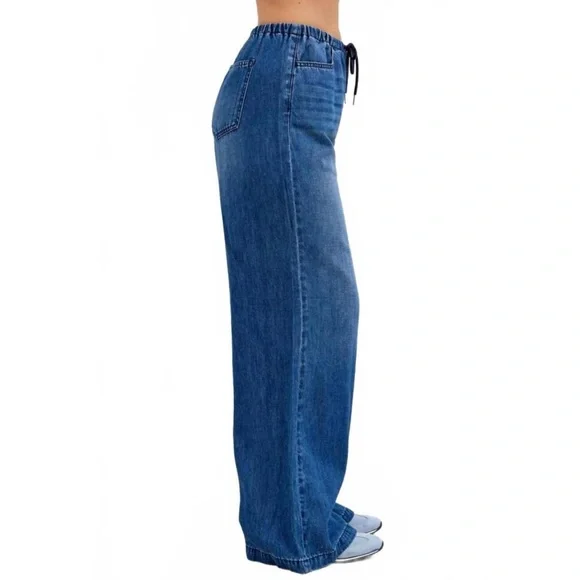 NWT Judy Blue Featherweight Palazzo Fit Jeans High Waist Wide Leg Flowy Fabric - Picture 4 of 5